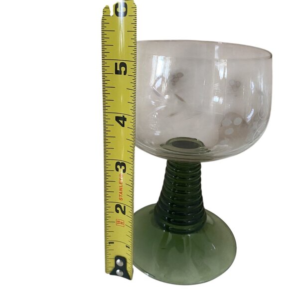 Schott Zwisel 5 Crystal Wine Goblets Glasses Beehive Stems Etched Floral Design - Picture 2 of 10